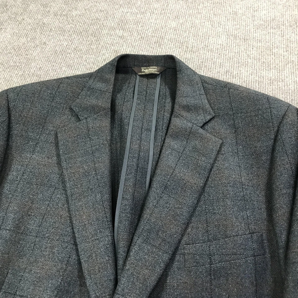 Paul Stuart Blazer Mens 44 Long Plaid Lambswool Cashmere Suit Jacket Classic - Image 4 of 4