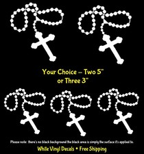 Rosary Cross Catholic White Vinyl Decals Car Windows Laptop Tumbler Tablet Phone