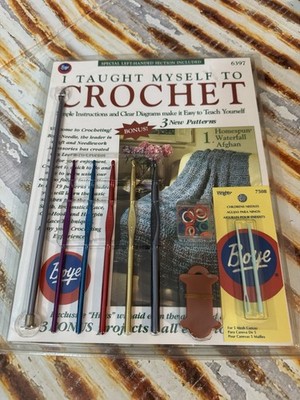 Boye I Taught Myself To Crochet KIT   #6397 Includes Book, Needles & Hooks - NEW