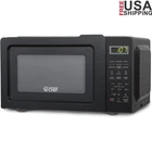 700W Compact Microwave Oven Digital Controls Child Safety Lock Turntable Black