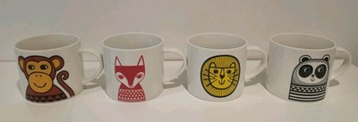 4 x Jane Foster Löwe Fuchs Affe Bär Fine China Becher Tasse Tee Kaffee Set Make Int
