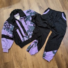 Vtg East West Track Suit Womens Jacket Pants Set Nylon 80s 90s Hip Hop Medium