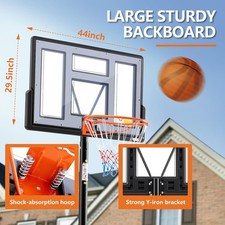 Sweetcrispy Portable Basketball Hoop Outdoor 6.1-10FT Adjustable Height, 44 Inch