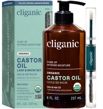 Cliganic Organic Castor Oil, 100 Pure 8oz with Eyelash Kit - For Eyelashes, E