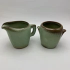 Vintage Frankoma Pottery Plainsman Sugar And Creamer Set Prairie Green 3 Inch
