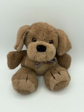 Dakin 10" Plush Stuffed Brown Dog 1984 Vintage Happy Puppy Retro Plush Bow Plaid