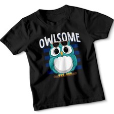 Maglietta per bambini simpatico gufo con occhiali arte moda design amante degli animali regalo