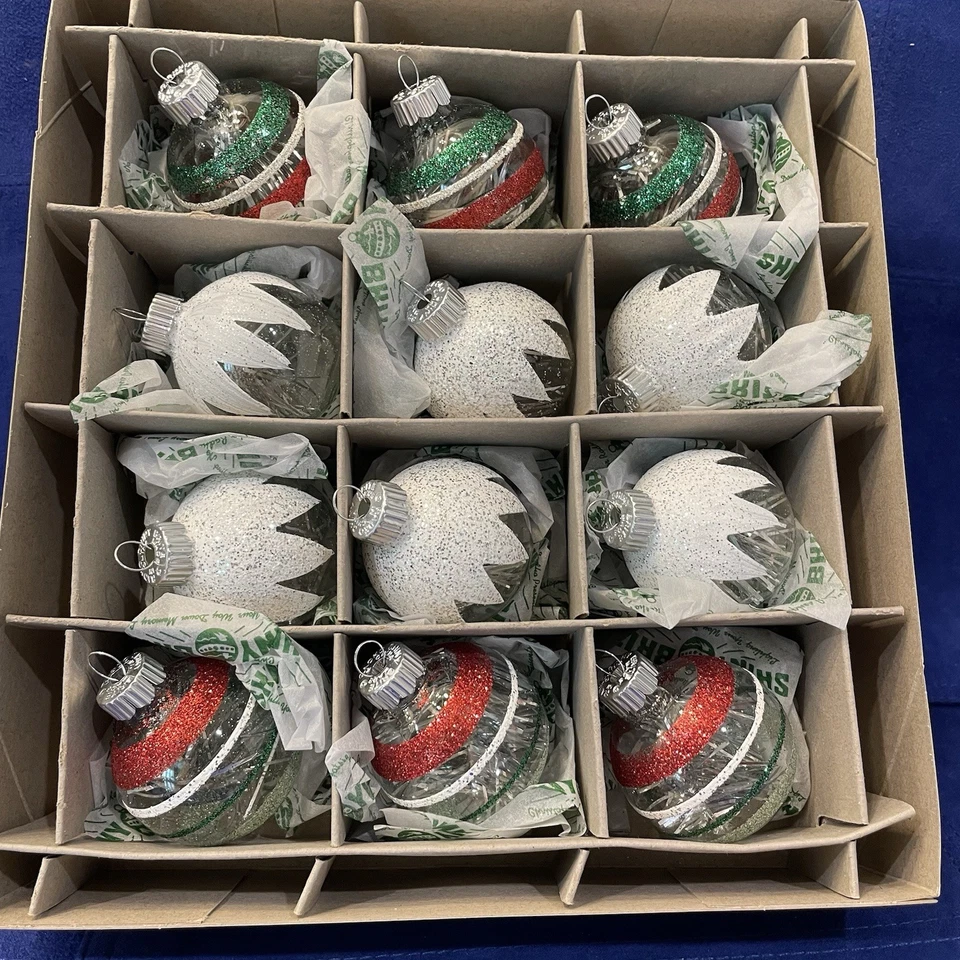 Christopher Radko Shiny Brite Set of 12 In Box Christmas Glass Ornaments EUC - Image 2 of 4