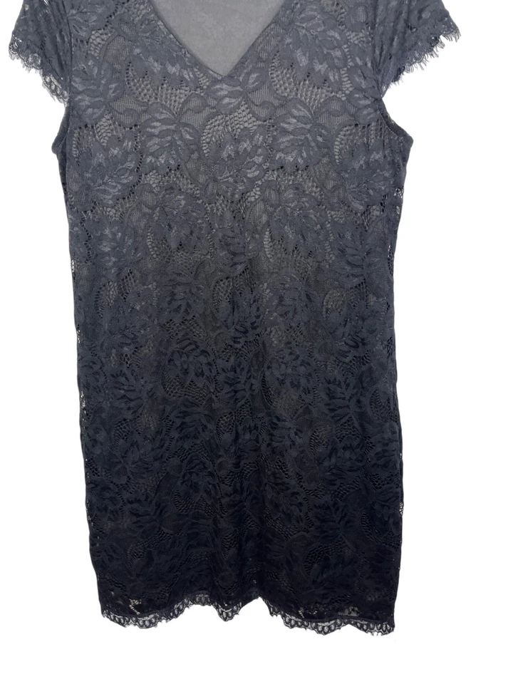 Vestido Daisy Fuentes Mujer L Negro Encaje Funda Manga Corta Cuello en V Trabajo Fiesta Foto 4 de 4