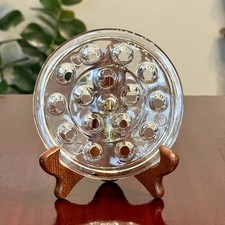 Vintage 16 Hole Flower Frog Clear Crystal Glass 5.3  EUC