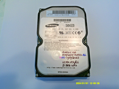 SAMSUNG SV0432D 4.3GB 3.5'' IDE HDD (Surface & Read/Write Tested - All Passed !!)