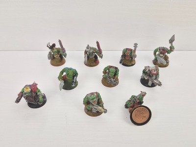 Warhammer 40K Ork Boyz x10 - bemalt - gemischte Waffen - verkauft wie gesehen,