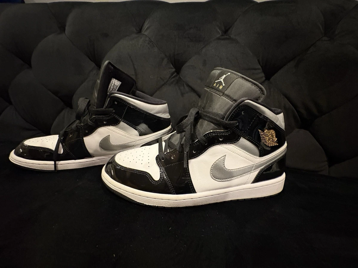 Las mejores ofertas en Jordan 1 SE Mid Black White Metallic Silver