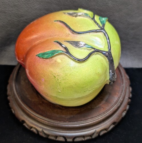 Peach Form Altar Fruit Box 19th Century Famille Rose Large - Picture 5 of 24