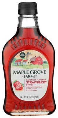 (Pack of 9) Maple Grove Natural Strawberry Syrup Dessert Sauce 8.5 Oz