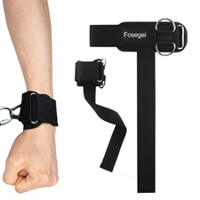 Weight Lifting Straps With Cuffed D Ring, Wrist Support, Heavy Duty Thick Com...