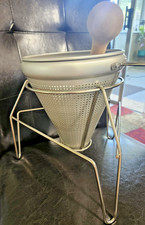 Vintage Aluminum Chinois Sieve Set Conical Strainer  Stand and Wooden Pestle
