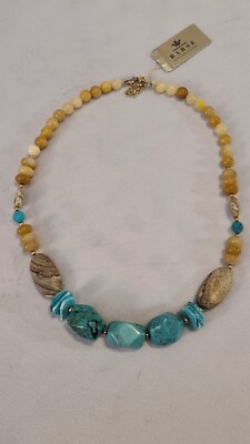 Barse Genuine Stones Polished Turquoise Quartz & Other Stones Necklace 22'' NEW