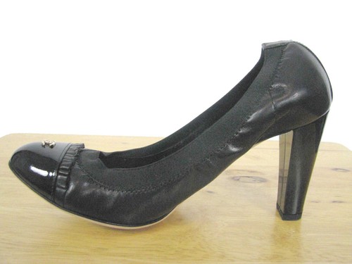 NIB CHANEL Escarpins CC Logo Patent & Leather Elastic Trim Pumps Shoes 40.5 IT - Picture 6 of 9