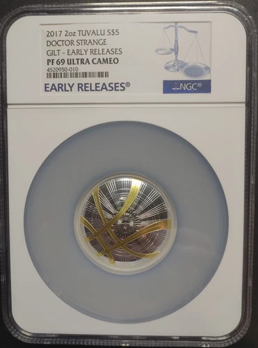 2017 TUVALU 2 Oz SILVER $5 COIN MARVEL DOCTOR STRANGE NGC PF69UC EARLY RELEASE