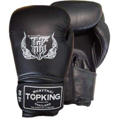 Boxing Gloves Top King TKBGSA Air Black Muay Thai Style (Leather)