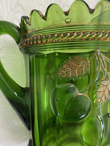 Northwood Emerald Cherry/Peach Pitcher c1912 - Picture 2 of 4