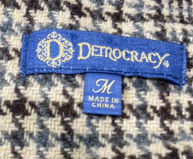 Democracy Suéter Chaleco Mujer Mediano Vestido Envolvente a Cuadros Boho Chic Cuello Borlas Foto 2 de 4