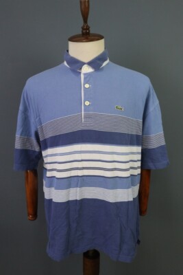 Lacoste Blue Striped Short Sleeve Men's Polo Shirt Size 7 XXL