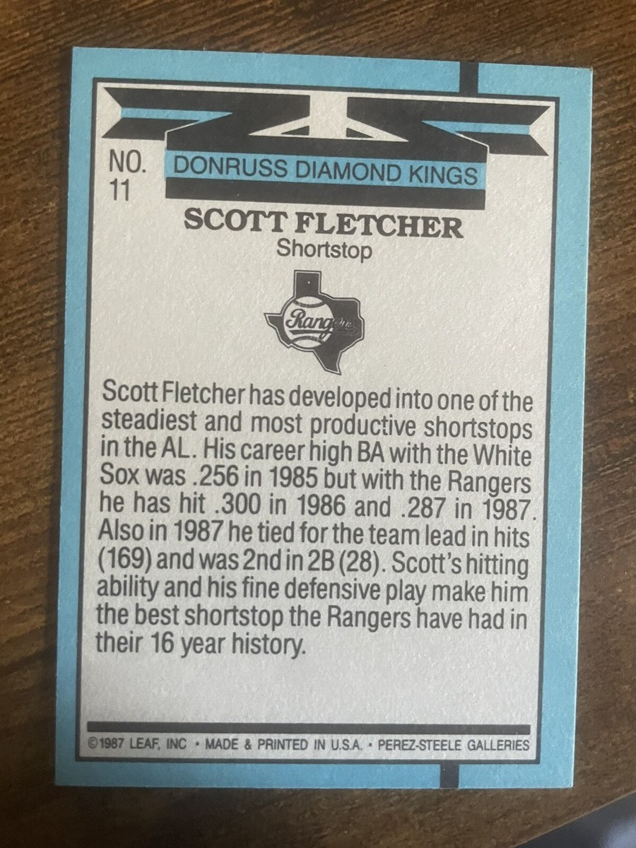 Donruss Diamond Kings Scott Fletcher #11 error card no . after ink