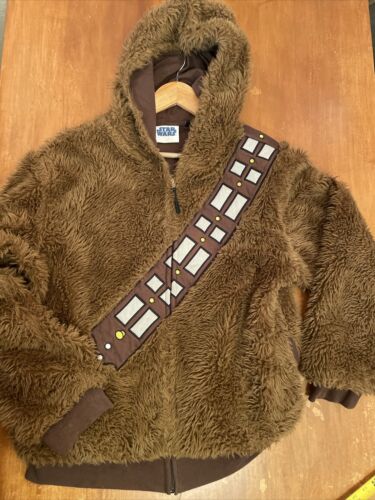 STAR WARS Chewbacca Lucasfilm Costume Furry Hoodie Faux Fur Jacket Adult M MD - Zdjęcie 1 z 14