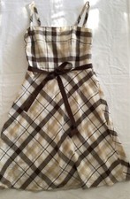 Ann Taylor Women's Fit And Flare Dress Plaid Sleeveless Square Neck Size 6