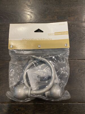RE Room Essentials Style Nickel Ball Curtain Holdbacks w/Hardware New Lot Of 2