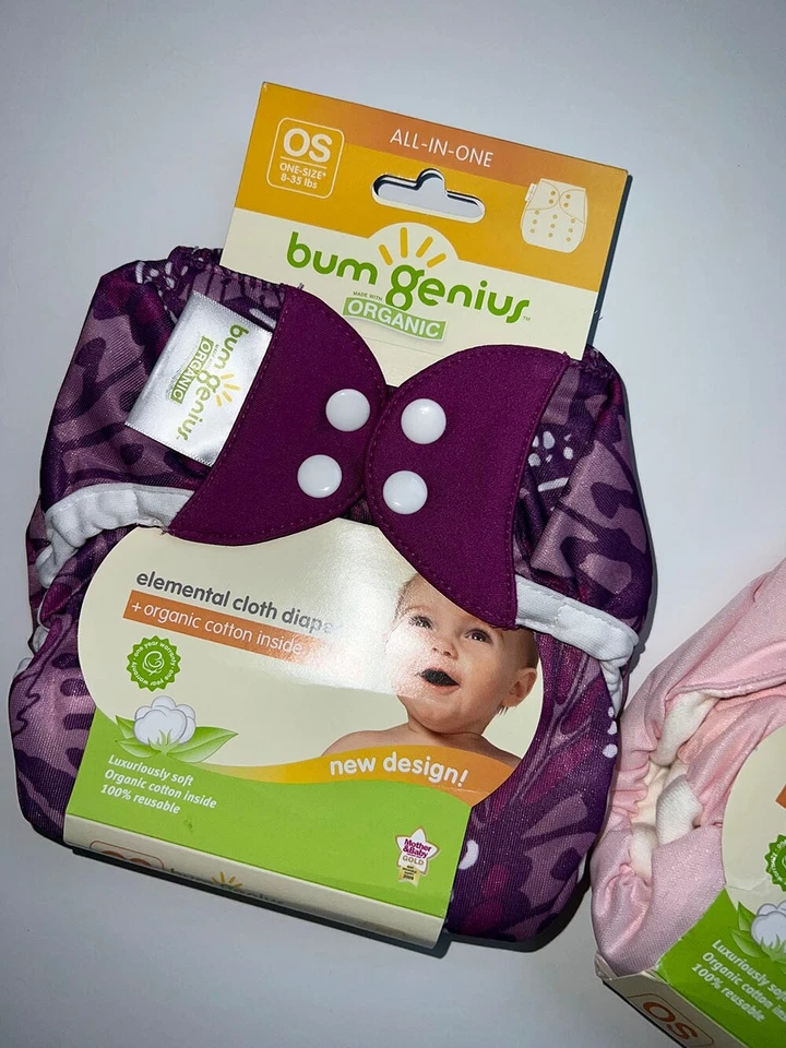 Pañales elementales orgánicos BumGenius flor y parche sistema operativo todo en uno nuevos Foto 4 de 4