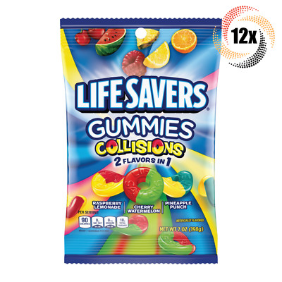12x Bags Lifesavers Gummies Collisions Assorted Flavor Candy 7oz | Fast Shipping