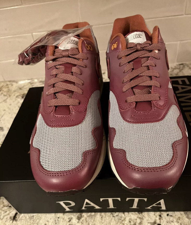 Nike Air Max 1 Patta Waves Rush Maroon (with Bracelet  display picture 3