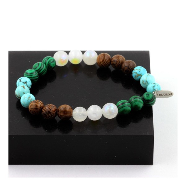 Mineralien Und Edelsteine. Armband Perlen Mondstein + TüRkis + Ma-image