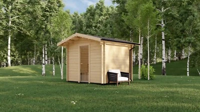 Gartensauna CEDRUS 330x300cm, 44mm aus Fichtenholz - Bild 1 von 4