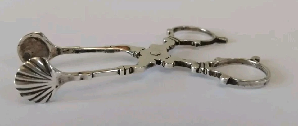 Pinças de chá georgianas antigas prata açúcar gelo pequenas - Imagem 2 de 4