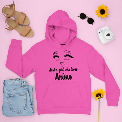 Just a Girl Who Loves Anime Hoodie Geschenk für Kinder Kinder Kapuzenoberteil