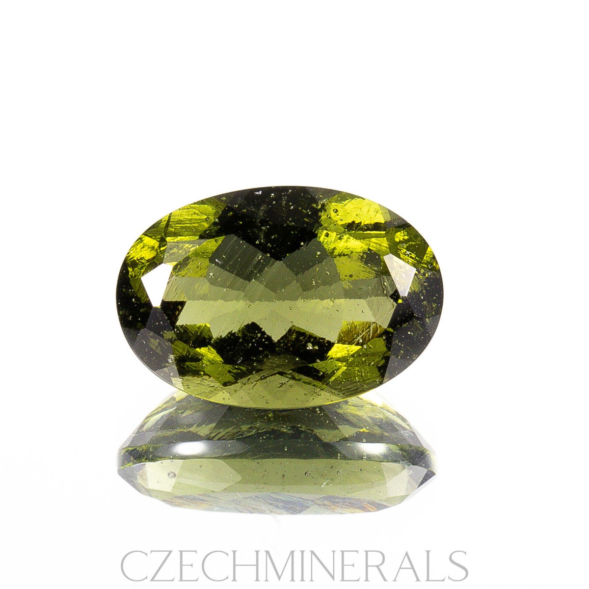 MOLDAVITE tektite faceted loose gem OVAL 12x8MM #CM732
