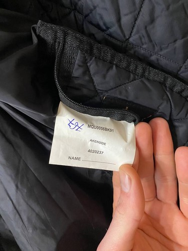 BARBOUR Mens Jacket Akenside model Navy Blue Quilted coat popper fasten size XL - Picture 4 of 7