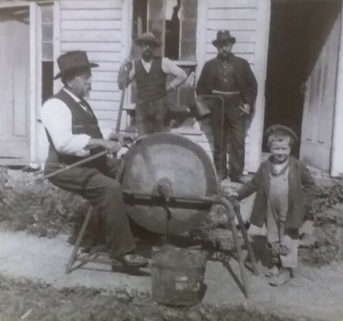 Affûtage de la hache, « Se préparer pour les affaires » années 1910 lanterne magique glissière en verre - Photo 1 sur 4