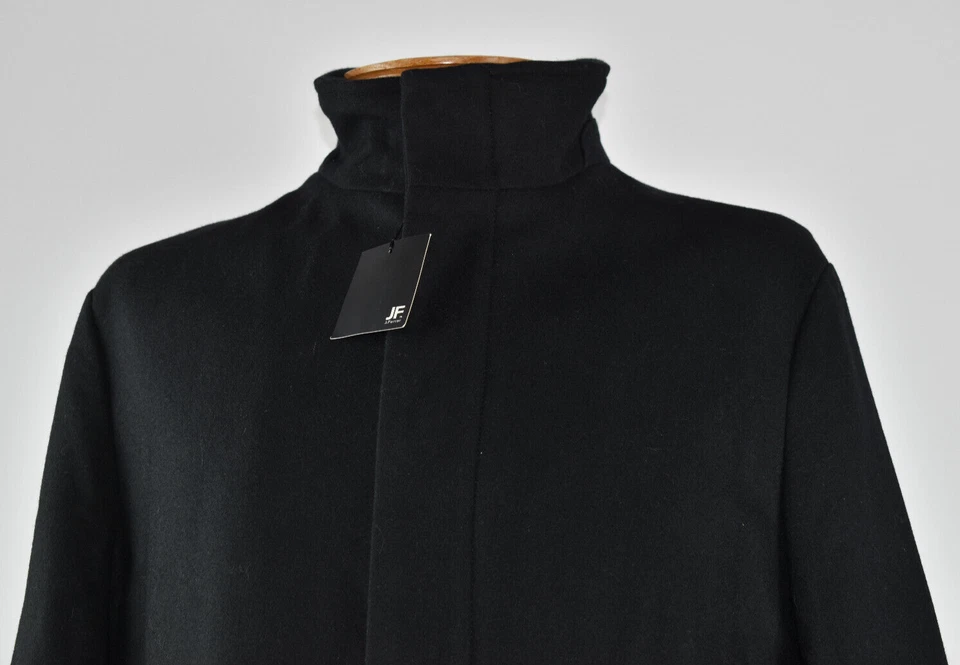NWT J Ferrar Sz L (42-44) Black Lined Jacket Over Coat Pockets High Neck Wool Bd - Image 3 of 4