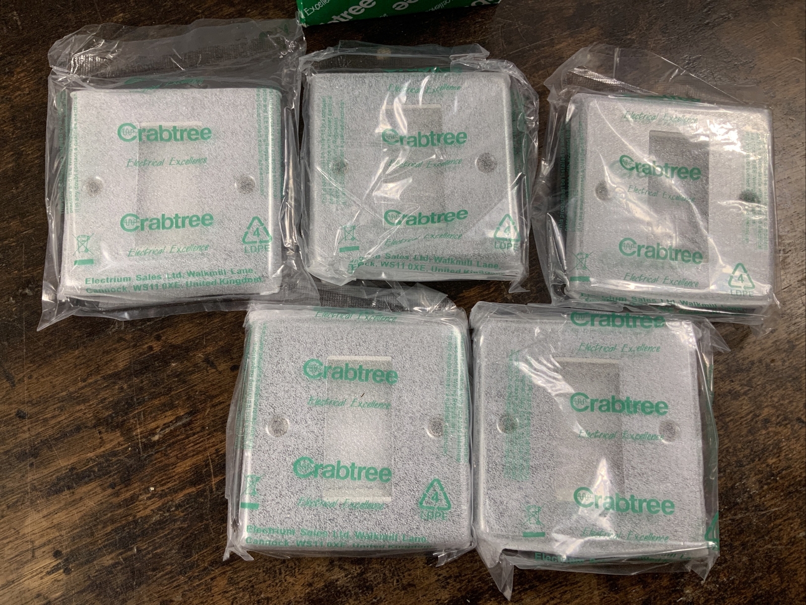 Box of 5 Crabtree 8091/SC Single Euro Module Face Mounting Plate Satin Chrome