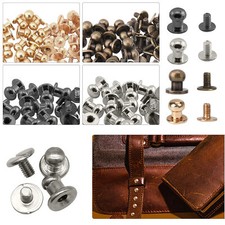 50pcs Solid Brass Round Head Stud Screwback Leather Bag Chicago Screw Nail Rivet