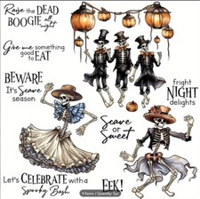 Halloween Boogie Fright Night Clear Cling Stamps