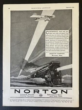 1928 Norton Co. Grinding Wheels Train Airplane Worcester Mass. Vintage Print Ad