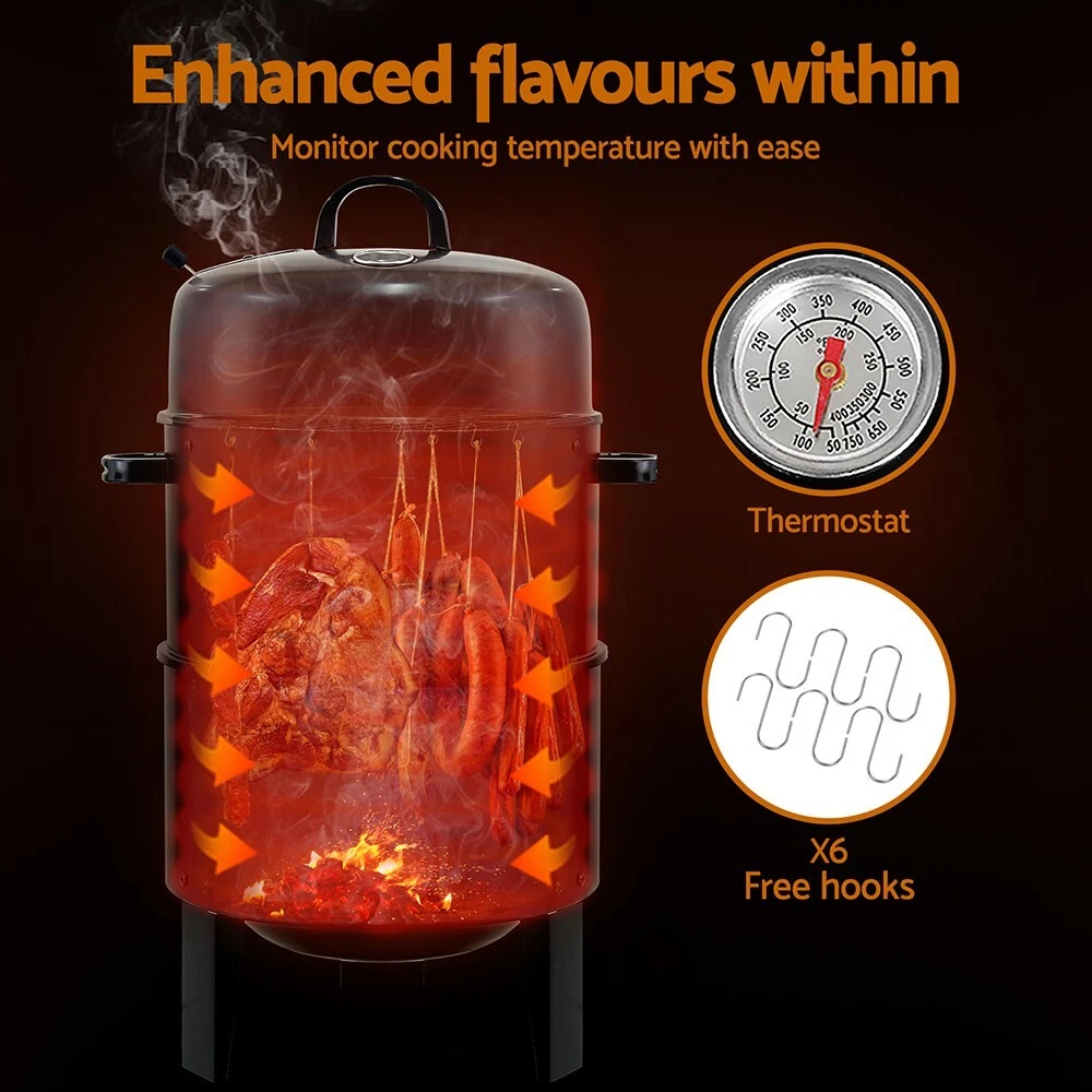 3in1 Charcoal BBQ Grill Smoker Portable Garden Outdoor Roaster Steel Camping New