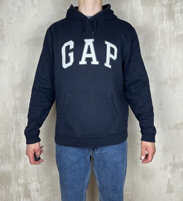 Vintage GAP Big Logo Hoodie Men's Size XL Navy Blue UK