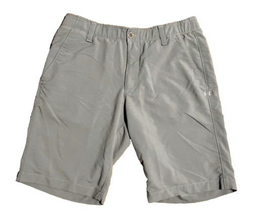 Under Armour Golf Shorts Size 34 Heat Gear Gray Nylon Blend Flat Front - Afbeelding 1 van 12